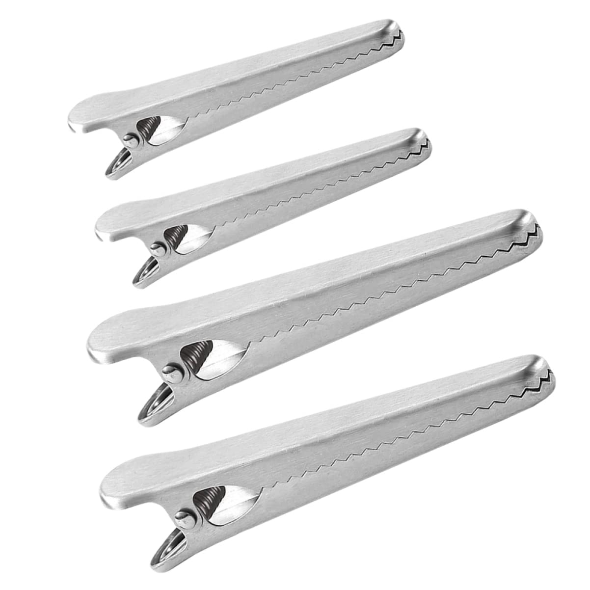 4pcs Heavy Air Fresh- keeping Clip Metal Sealing Fresh- Keeping Clips Chip Steel Bread Seal Bag Bags Jaw Chips Duty Coffee Paper Stainless for Clamp Tight Clamps