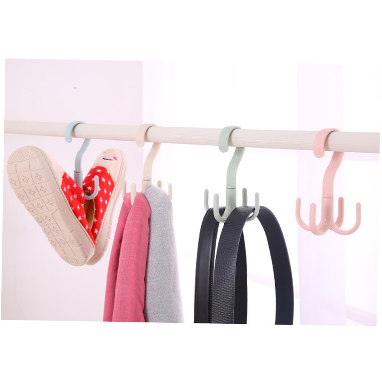 HOOTNEE Home Drying Racks Rotatable Hooks Hanger Rack Wardrobe Storage Hangers Set of 4