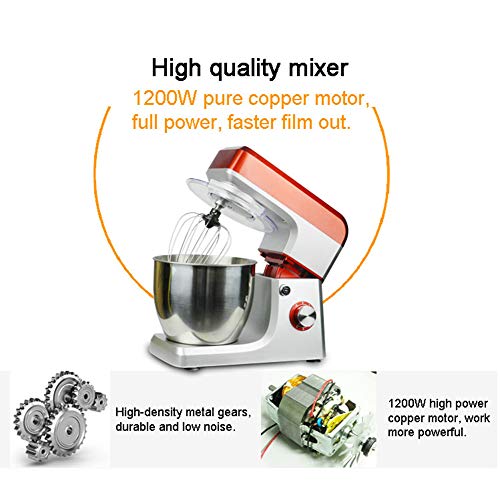 WSJMJ Küchenmaschine 1500W, kraftvolle Knetmaschine, Multifunktional Knetmaschine 7L Edelstahl-Rührschüssel, 6… – Bild 3