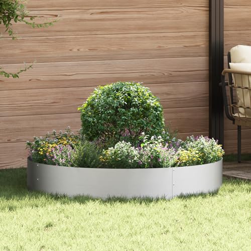 QJBSAVVA Großer Verzinkter Silberner Metall Pflanzkübel Rund 120cm Durchmesser Für Garten Terrasse Balkon Drinnen und Draußen mit Minimalistischem Design