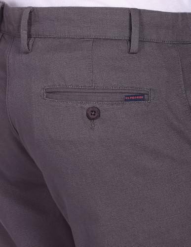 Image of U.S. Polo ASSN. Men's Regular Solid Textured Austin Trim Fit Mid Rise Casual Trousers