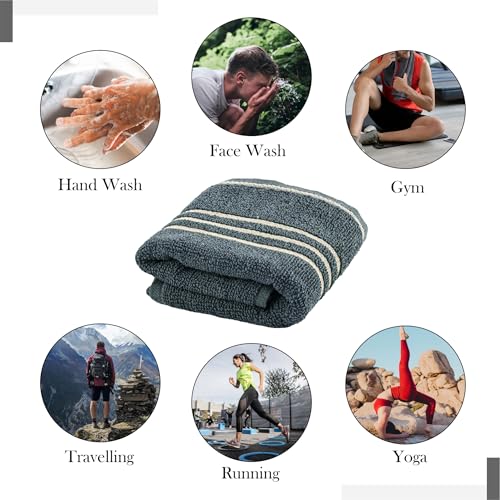 Image of Urbane Home Pack of 4 Soft Cotton Face Towels for Men & Women /Ladies | Easily Washable | Pocket Towels & Workout Gym Napkins for Men - Dark Grey