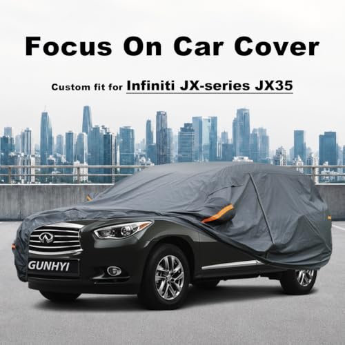 Image of GUNHYI Premium Car Cover Custom Fit Infiniti JX-Series JX35, 16 Layers Heavy Duty Car Cover Waterproof All Weather with Zipper Door for Sun Rain Snow Dust Uv Protection