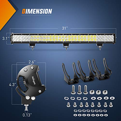 Image of Nilight - 60009C-A 31 inch 198W Led Light Bar Flood Spot Combo Off Road Work Light Driving Fog Lights for SUV Boat 4x4 Jeep Lamp,2 Years Warranty
