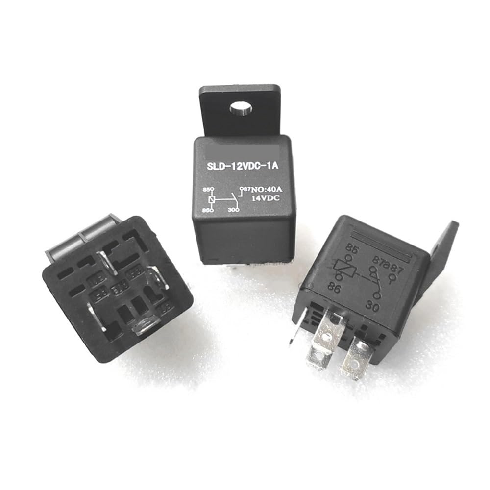 Lot de 10 Relais Noirs 4 Broches DC12 V 40 A for Automobile, Camion, Bateau, SLD-12VDC-1A, normalement Ouverts