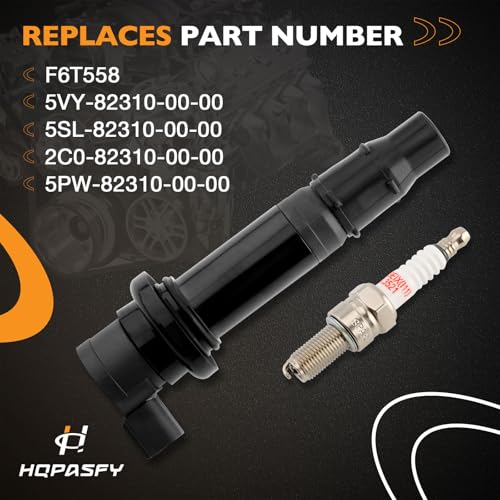 Image of F6T558 Ignition Coils & Spark Plugs (Set of 4) | Fit for Yamaha 2006-2015 FZS1000 FZ1, 2002-2006 YZF R1, 2006-2007 YZF R6, 2009-2020 Vmax 1700, Replaces# 5VY-82310-00-00