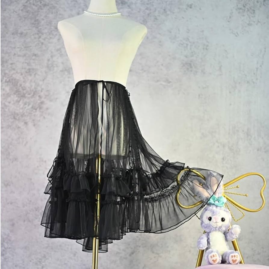 Amazon.co.jp: Lolita Overskirt Tulle Skirt with Straps 2-Way