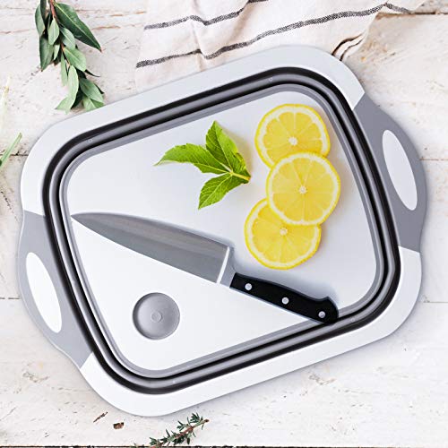 Oxdigi Collapsible Cutting Board Portable Basket with 15L Capacity for Veggie Fruit Ice Bucket Indoor and Outdoor