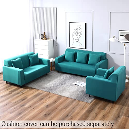 Image of HOKIPO Elastic 1 Seater Sofa Cover Stretchable Slipcover, Dark Cyan (AR-4277-E7)