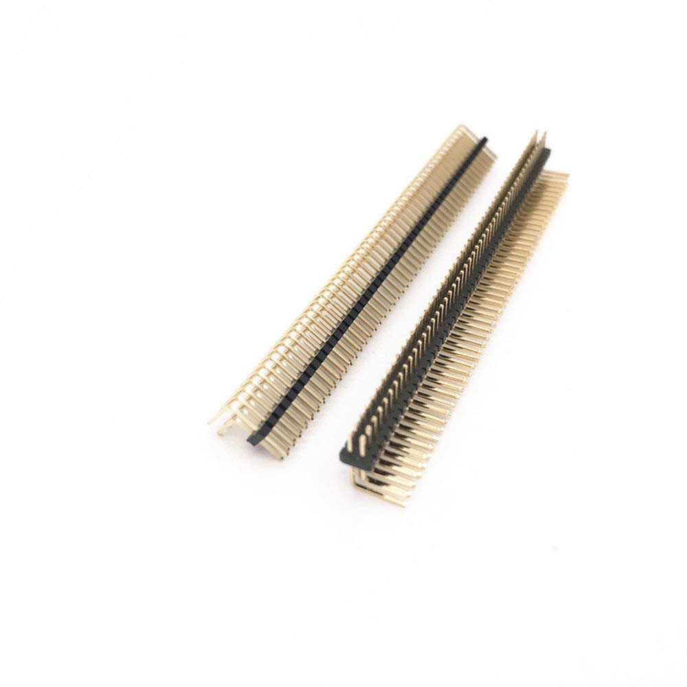 20Pcs Gold Plated Pitch 1.27mm 2x50 Pin 100 Pin Double Row Right Angle Male Pin Header Strip Connector