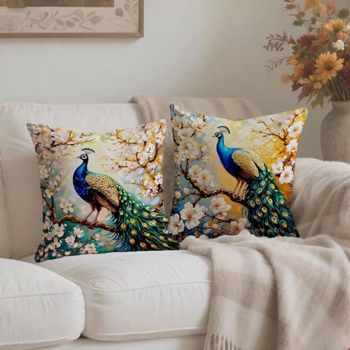 Housses de coussin 75x75 bleu imperméable contre les taches de canapé - 4