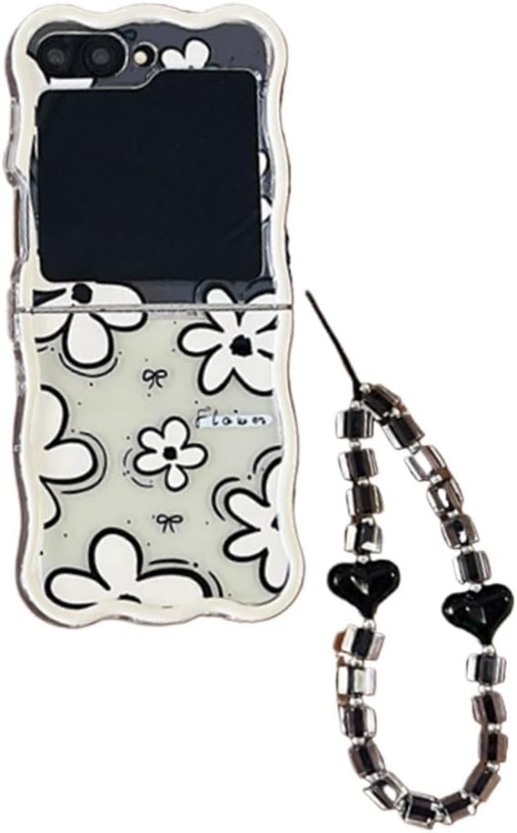 Coque galaxy z flip 6 – GULVQYF Coque pour Samsung Galaxy Z Flip 6, motif petites fleurs fraîches, résistante aux chocs, étui de protection pliable, cadeau pour femmes et filles (Noir)
