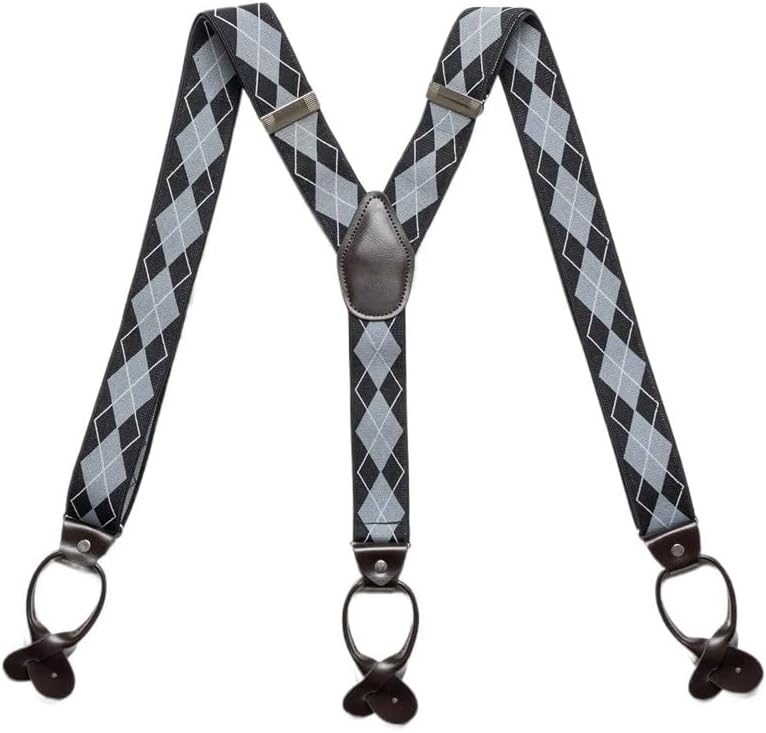 British-style Button-down Suspenders for Men's Y-shaped Adult Elastic Suspender Clips