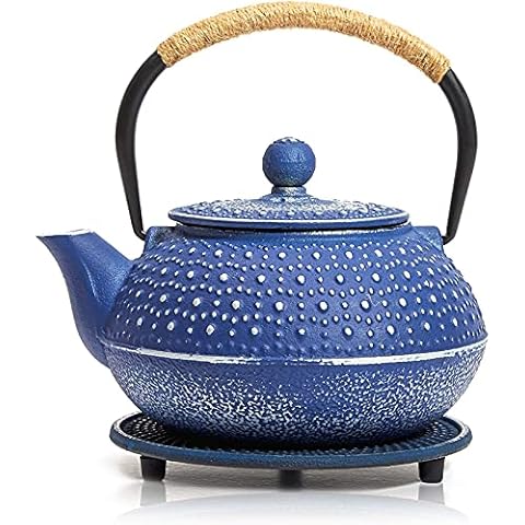 Blue Japanese Cast Iron Teapot Set Cover