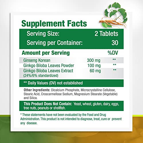 GreeNatr Premium Supplement - Energy and Brain Focus Natural Booster for Men & Women - Best Supplements Blend of Korean Red Ginseng Root and Ginkgo Biloba - 60 Veggie Pills - Image 4