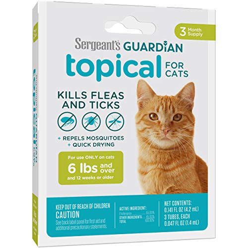 Sergeant's Espremer pulgas e carrapatos em gatos tópicos 2,7 kg e mais, 3 unidades