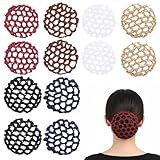 TIESOME 12 Stück Bündel des Duttnetz, 6 Farben Net for Hair, Haarnetze Frisuren Ballettnetz Bun Frisurenhilfe Stoff Knotennetz Dutt Ballett Mädchen für Frauen und Mädchen