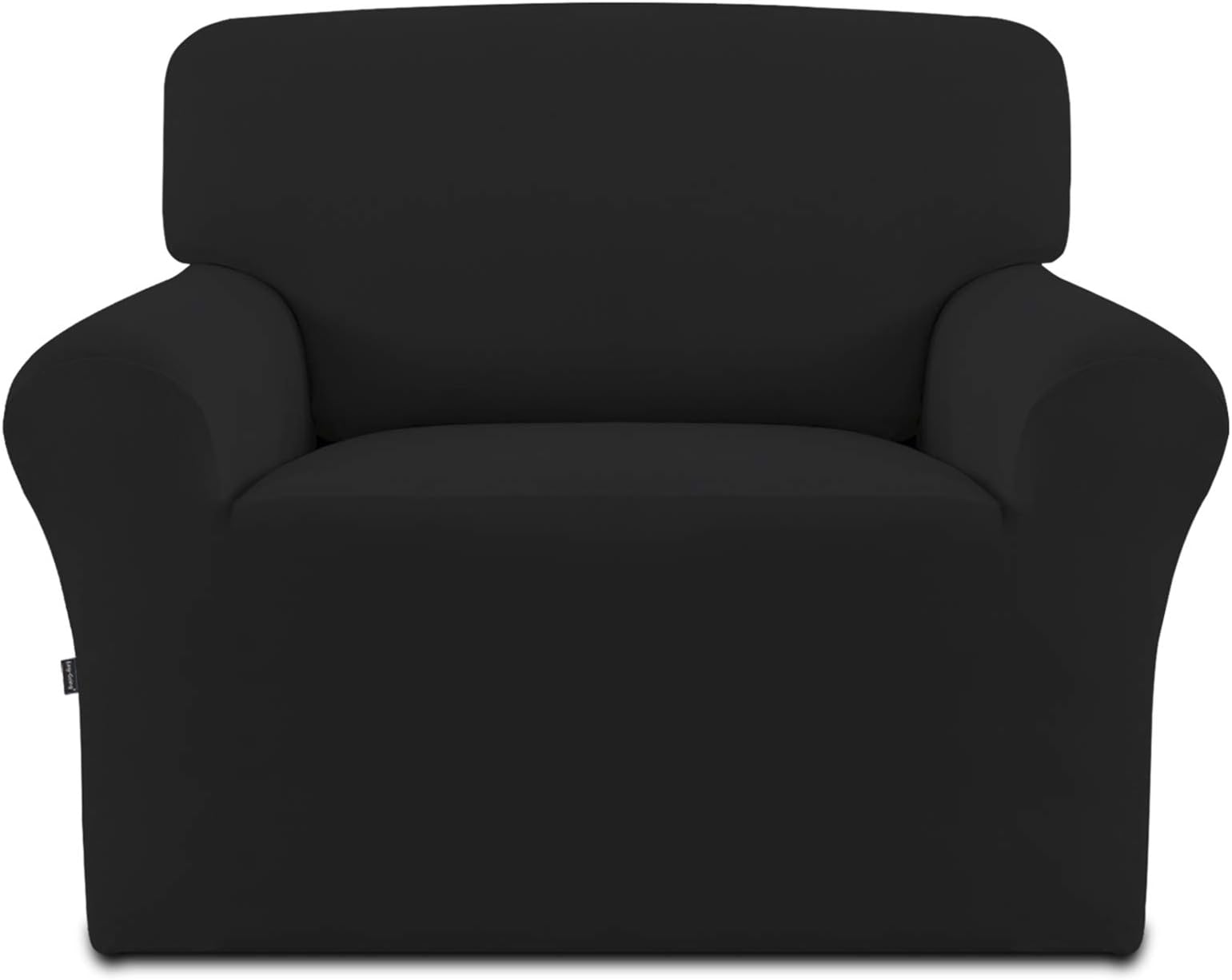 Easy-Going Fleece Stretch Sofa Slipcover – Spandex Non-Slip Soft Couch Sofa Cover, Washable Furniture Protector with Anti-Skid Foam and Elastic Bottom for Kids, Pets(Chair,Black)