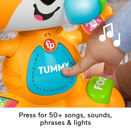 Fisher-Price Juguete de aprendizaje para bebés con diseño de tigre Bop & Groove con música y luces para mayores de 9 meses, versión en inglés del Reino Unido, compatible solo con artículos de Link