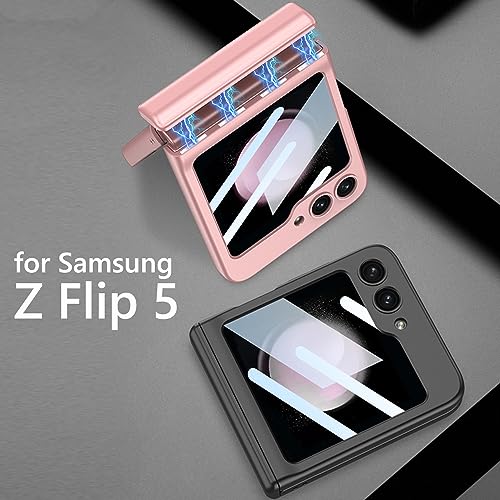 Coque Samsung Galaxy Z Flip 5 rose avec charnière et protège-écran