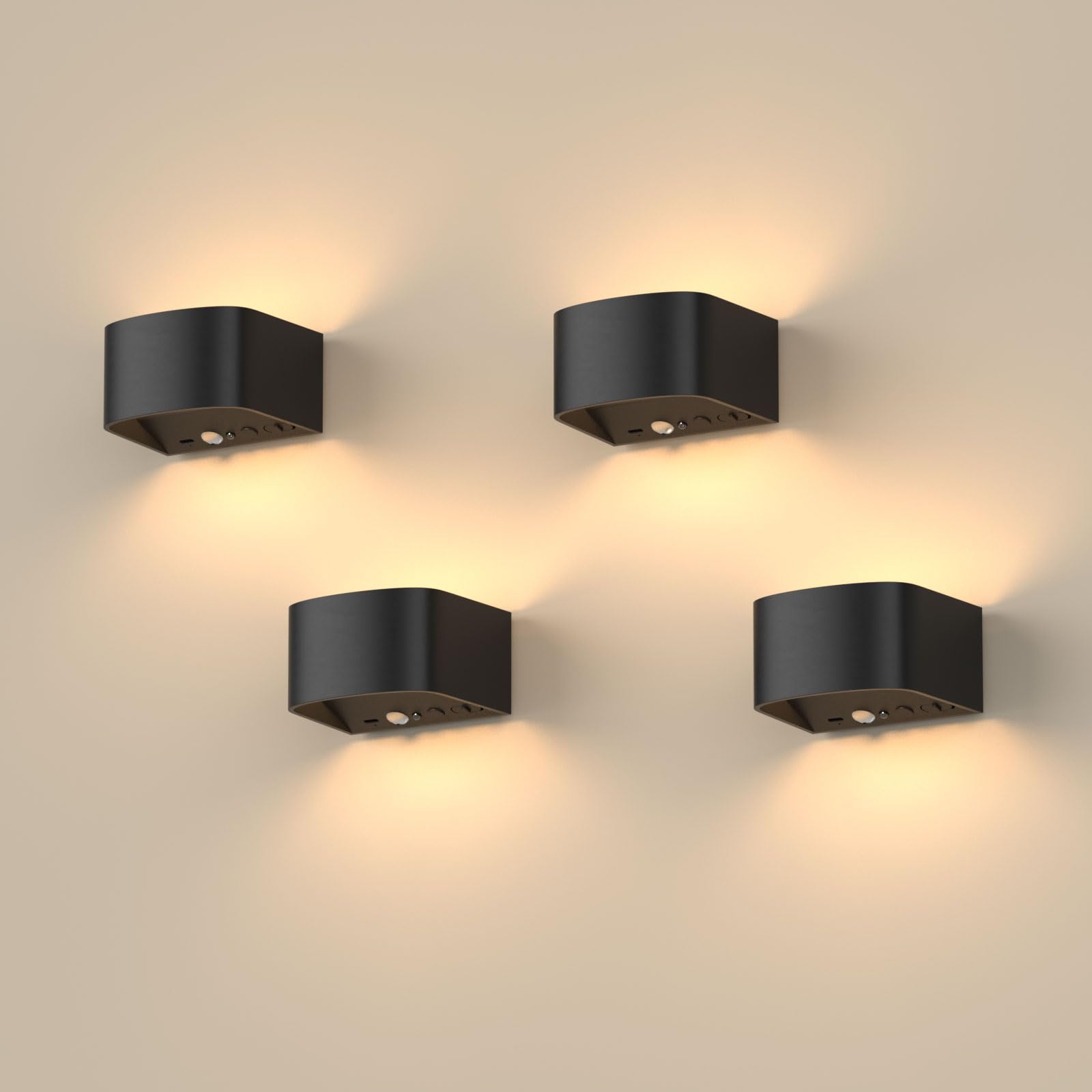 FULEN Akku Wandlampe mit Bewegungssensor Fernbedienung 3 Farben LED Wandleuchte 3 Modi Wiederaufladbar Helligkeit Einstellbar