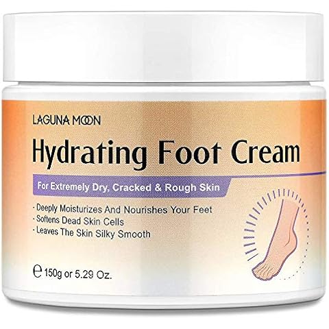 Lagunamoon Foot Cream for Dry Cracked Feet, Urea, Vitamin E & Hyaluronic Acid Foot Moisturizer for Dry, Rough, Calloused, Cracked Feet Repair and Soften, Non-Greasy & Fast Absorbing, 5.3 oz Cover
