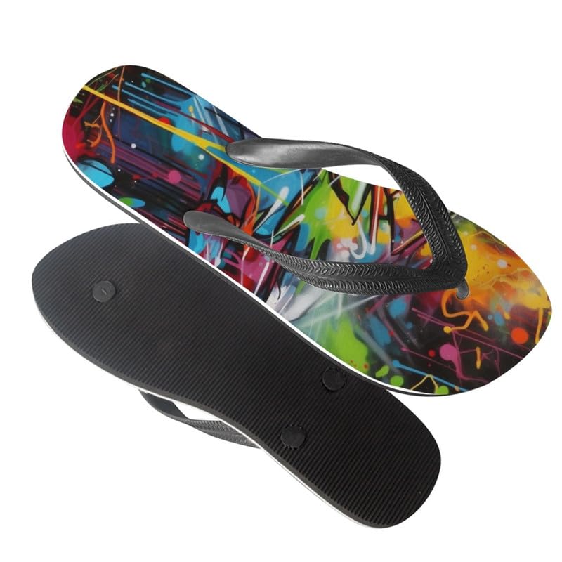 Women Tie-Dye Flip Flop Sandal, Hawaii Graffiti Soft Comfort Fit Slippers for Summer Unisex Outdoor Shower Slippers4