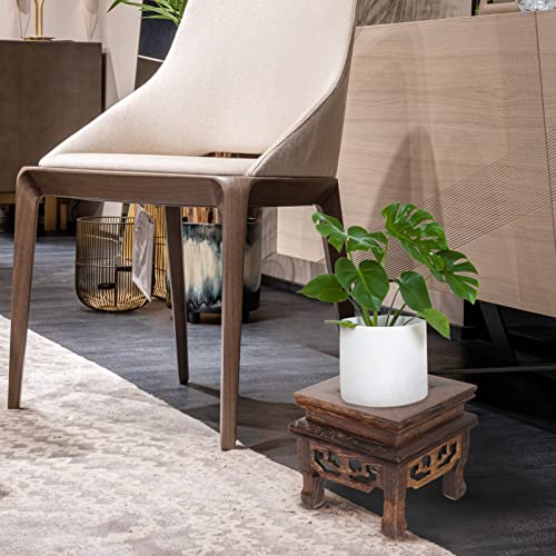 Yardwe Wooden Stool Plant Stand Chinese Style Flower Pot Display Rack Garden Planter Support Plant Pot Riser Flowerpot Holder For Indoor Outdoor Garden Patio #TOP7