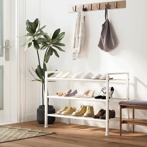 Image of 3-Tier Metal Shoe Rack, Heavy Duty Shoe Organizer for Entryway | Storage Organizer for Closet Entryway Garage Dorm Room, Easy Assembly Multi-Purpose Shelf