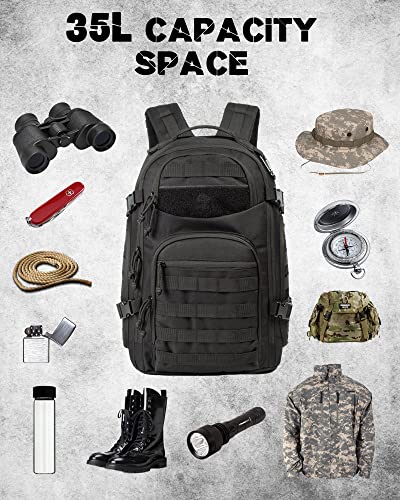 TRAILKICKER Tactical Laptop Backpack Military Backpack for Men Black Tactical Bag Backpack, Tac0006black, 35L - Image 4