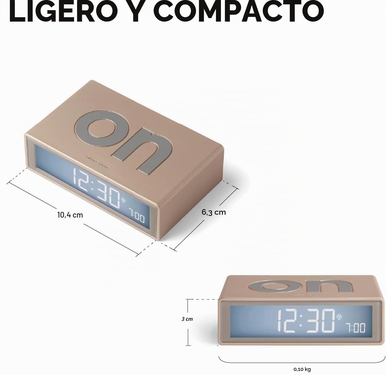 Lexon Flip+ Reloj Despertador con Pantalla LCD (Goma), Color Gris Rosado