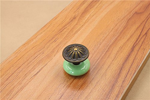 Marstree Corasays Antique Bronze Ceramic Drawer Cupboard Pulls Handles Wardrobe Drawer Cabinet Door Kitchen Knobs And Handles, Pack Of 6 (Green) #TOP5