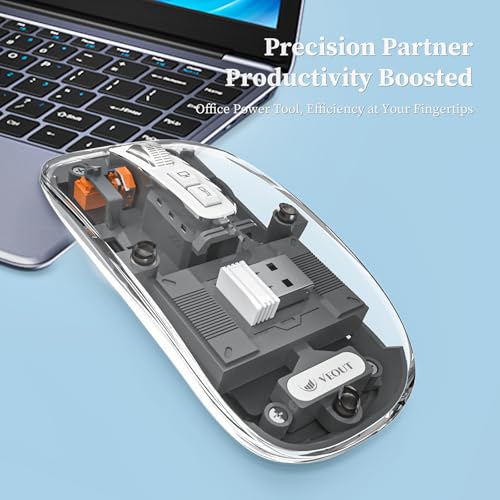 Image of Veout Wireless Bluetooth Mouse, Portable Silent Click Rechargeable Mouse with USB Receiver, 3-Level DPI, Compatible with Laptop, PC, Mac, Tablet, Phone