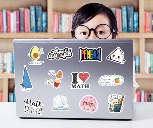 100pcs Math Stickers, Funny Cartoon Math Stickers, Multi-Color, Waterproof, Vinyl, PVC, Round, Die-Cut, Outdoor, Perfect for Laptops, Water Bottles, Skateboards, Guitars, Party Supplies