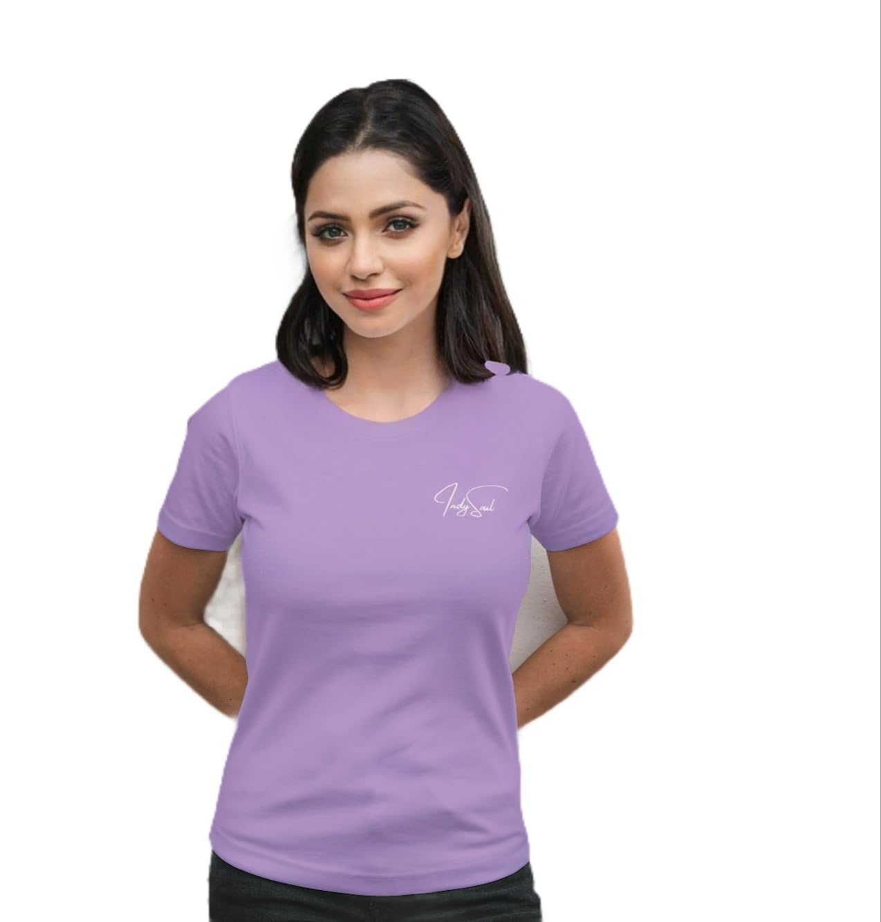 Indo Era Women Supercombed Biowashed 100% Cotton Slimfit, Round Neck Plain Tshirt in neutral