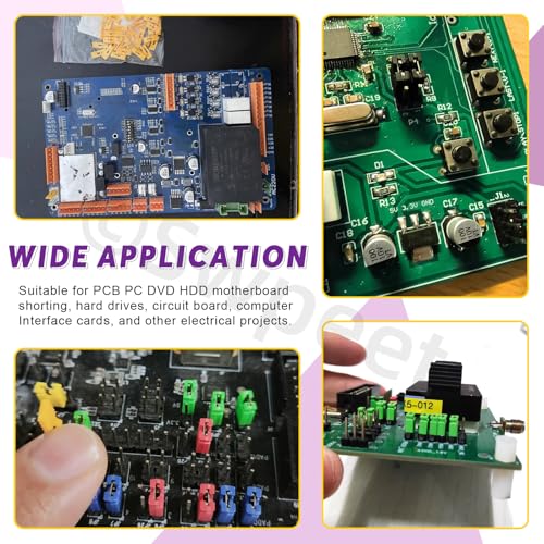 Swpeet 300Pcs 2.54mm/2.0mm/1.27mm Mixed Jumper Caps Kit, Open/Closed/Long-Handle Top Jumpers Caps, Standard Circuit Board Shunts Short Circuit Connection Pin Blocks, Motherboard Jumper for PCB PC DVD
