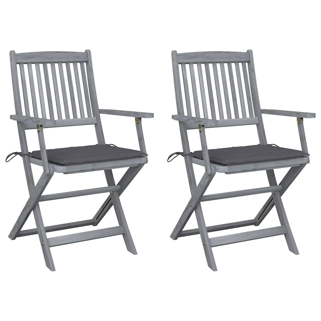Chaise de jardin pliante gain de place en bois d'acacia gris pour petit balcon