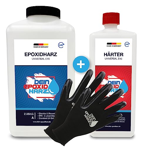 Epoxidharz mit Härter | 3,25kg GfK set | Profi Qualität glasklar & geruchsarm | Gießharz für Holz + Schutzhandschuhe
