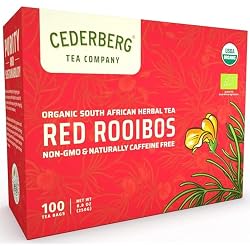 Red Rooibos Tea 100 Teabags USDA Organic - Naturally Caffeine Free - Cederberg Tea Company