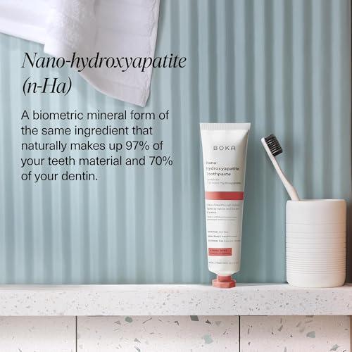 Image of Boka Fluoride Free Toothpaste, Nano Hydroxyapatite Toothpaste, Appropriate for Sensitive Teeth - for Adult Oral Care - Cinnamon Mint Flavor, 4 Fl Oz 3Pk