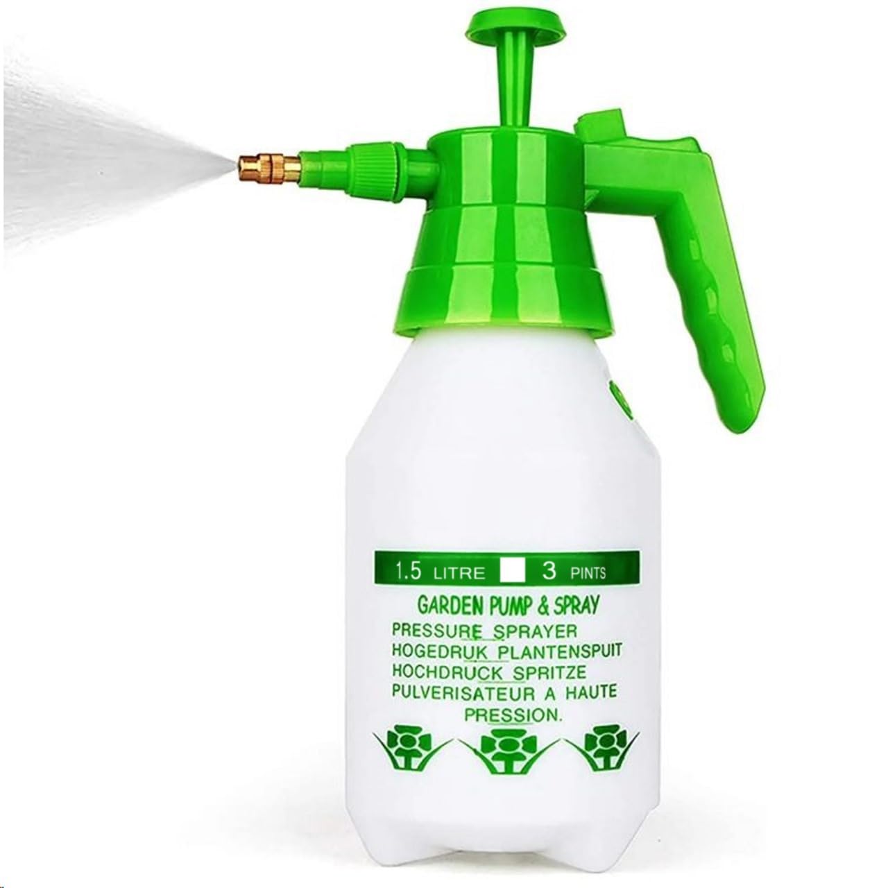 Portable Garden Pump Sprayer 1.5 Liter | Handheld Pressure Device for Lawns, Plants, Weeds - Chemical & Fertilizer Application | Portable Outdoor Watering Tool