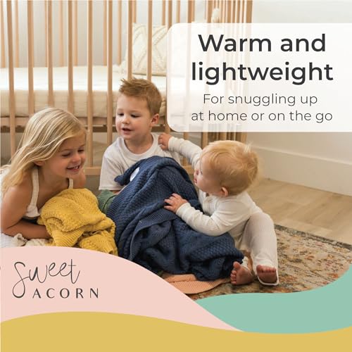 Image of Knit Baby Blanket in Cable Pattern, Organic Cotton Blankets for Crib or Stroller, Receiving Blankets - Bay Blue