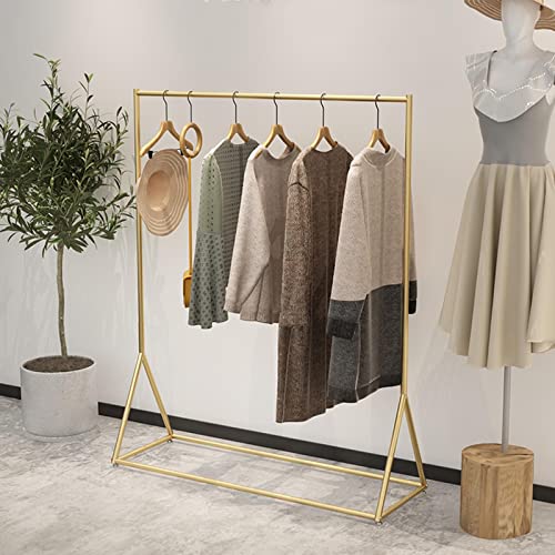 Perchero para exhibición de ropa resistente riel para ropa independiente estable dorado 5