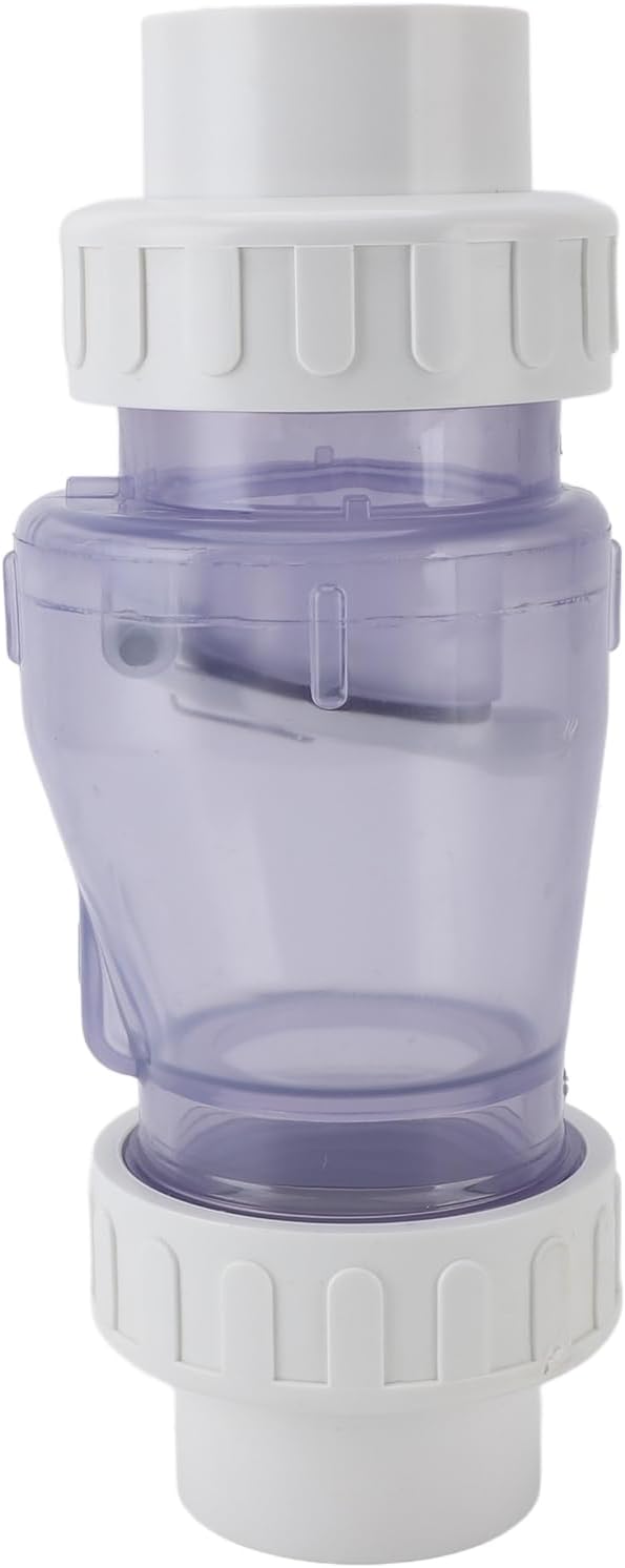 2 Inch Check Valve, Transparent PVC Pool Accessories for Water Flows Observation and Backflow Prevention for Pumps and Swimming Pools