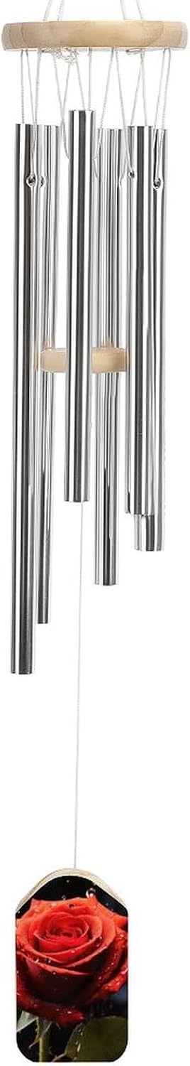 Outdoor Wind Chimes, Red Rose with Red Splashes Printed Wind Chimes,Simple Wind Chimes,Curtain Wind Chimes for Home Decoration