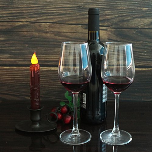Cvhomedeco. Real Wax Hand Dipped Battery Operated Led Timer Taper Candles Country Primitive Flameless Lights Décor, 6-3/4 Inch, Burgundy, 2 Pcs In A Package #TOP3