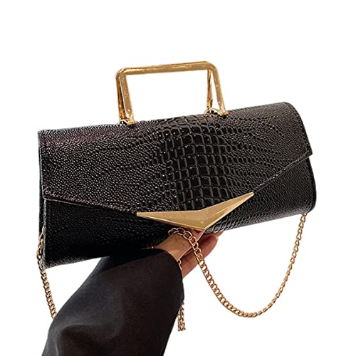 Image of Women Vegan Leather Evening Handbag Crocodile Pattern Handle Clutch Purse Cross Body Envelope Bag