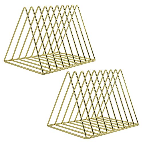 EASEPRES 9-Slot Magazine & Record Rack, Golden (2 Pack)