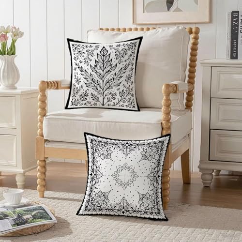 Housse coussin 80x80cm de velours double face motif noir géométrique chic