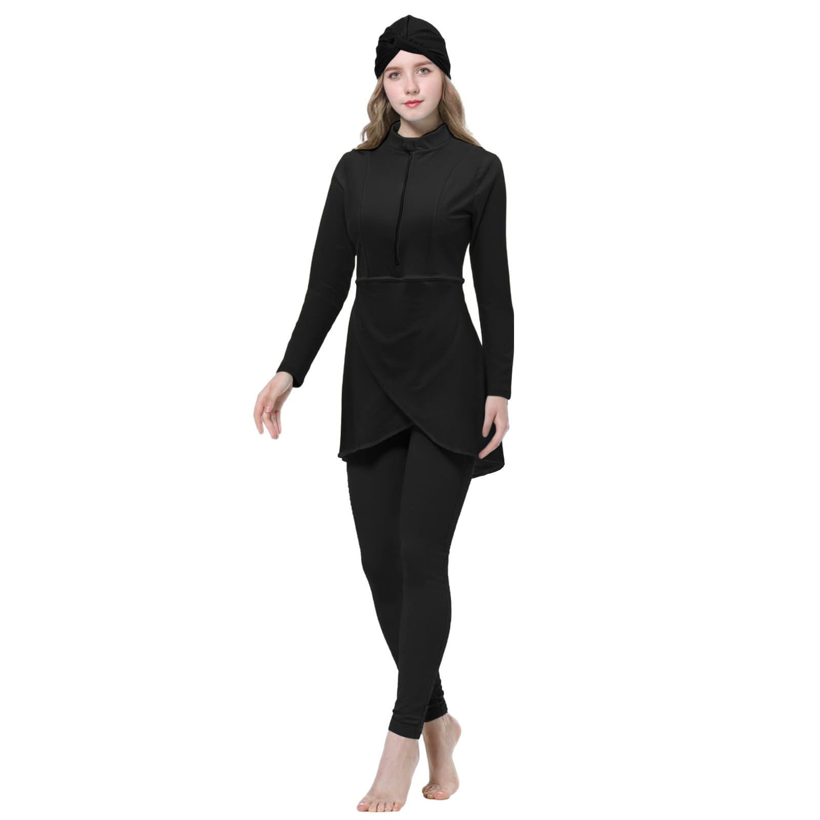 Costume da bagno musulmano da donna a maniche lunghe Burkini Set 3 pezzi con Hijab e pantaloni sportivi traspirante Costume da bagno musulmano vestito conservativo a maniche lunghe